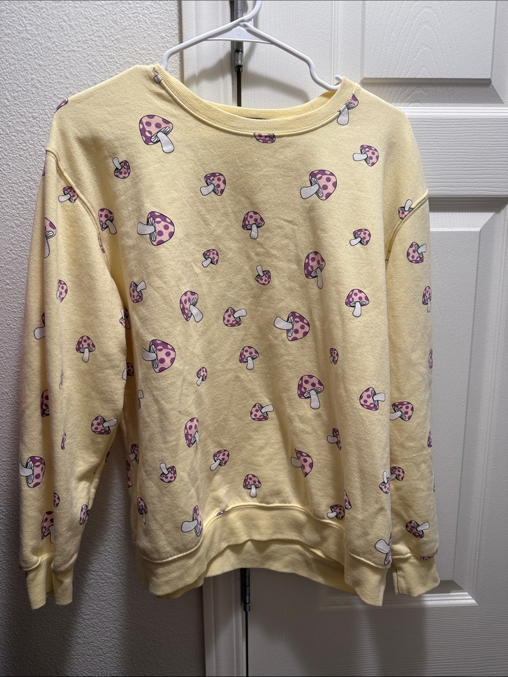 Pink & Yellow Mushroom Crewneck Sweater